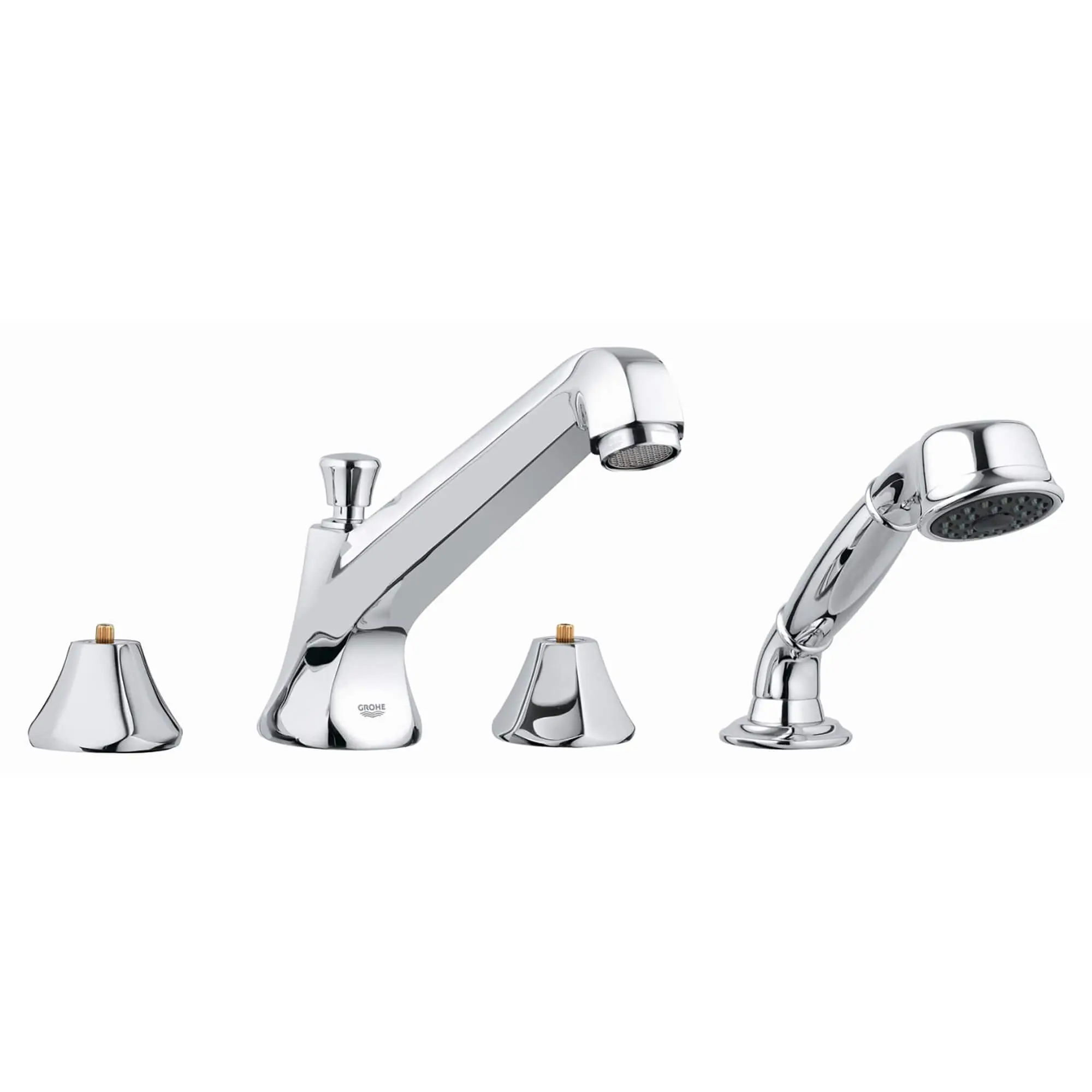 4-Hole 2-Handle Deck Mount Roman Tub Faucet with 2.5 GPM Hand Shower